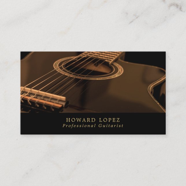 Black Guitar, Guitarist, Professional Musician Business Card (Front)