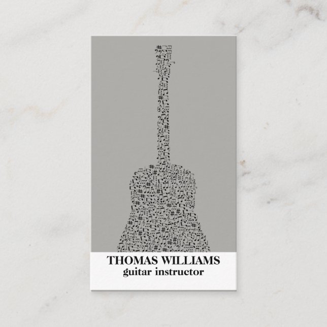 Black Guitar Music Business Card (Front)