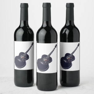 Black Guitar Music Design Wine Label