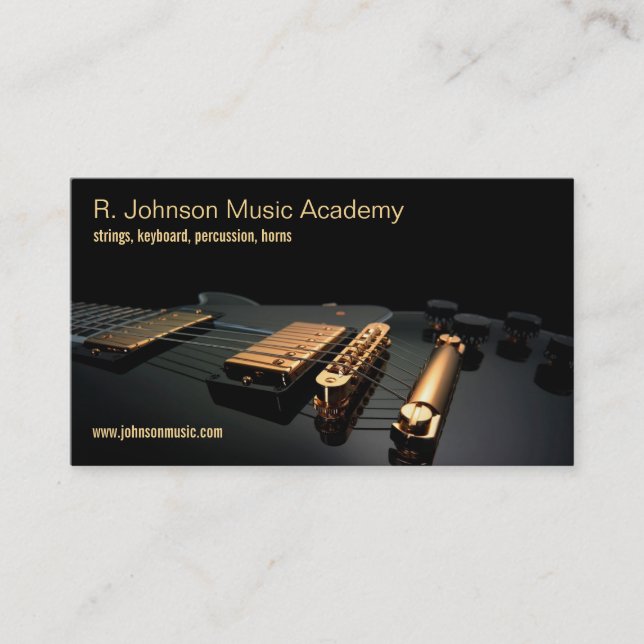 black guitar music instructor business card (Front)
