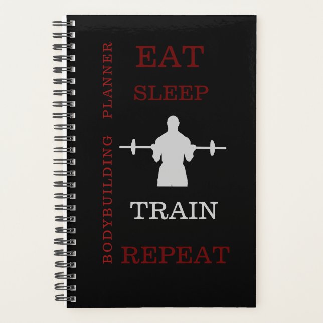 black gym bodybuilding back motivation quote planner (Front)