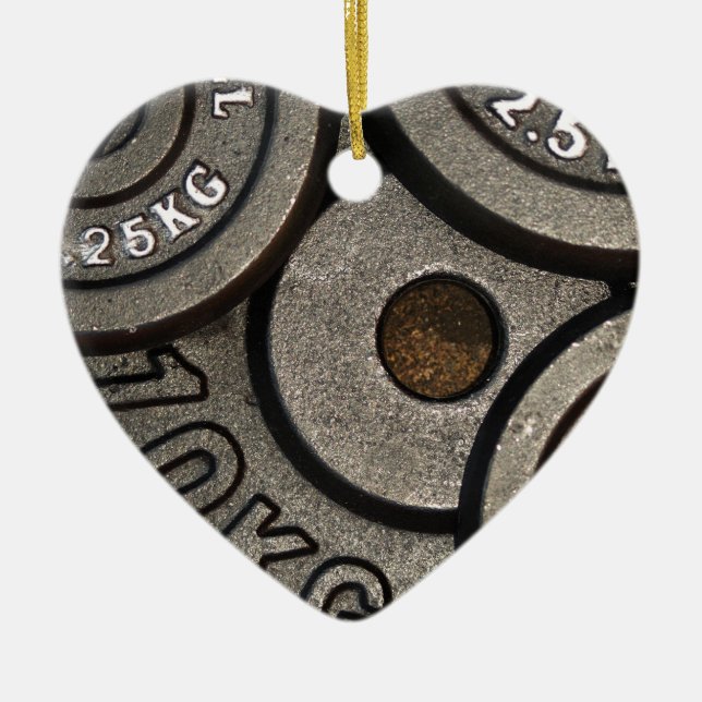 Black Gym Weights Fitness Ceramic Tree Decoration (Front)