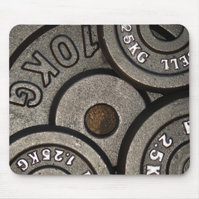 Black Gym Weights Fitness Mouse Mat (Front)