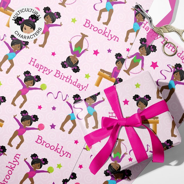 Black Gymnastics Birthday Wrapping Paper (Creator Uploaded)