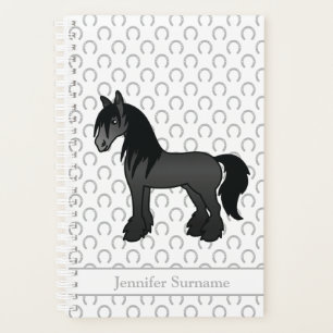 Black Gypsy Vanner Clydesdale Horse & Custom Text Planner