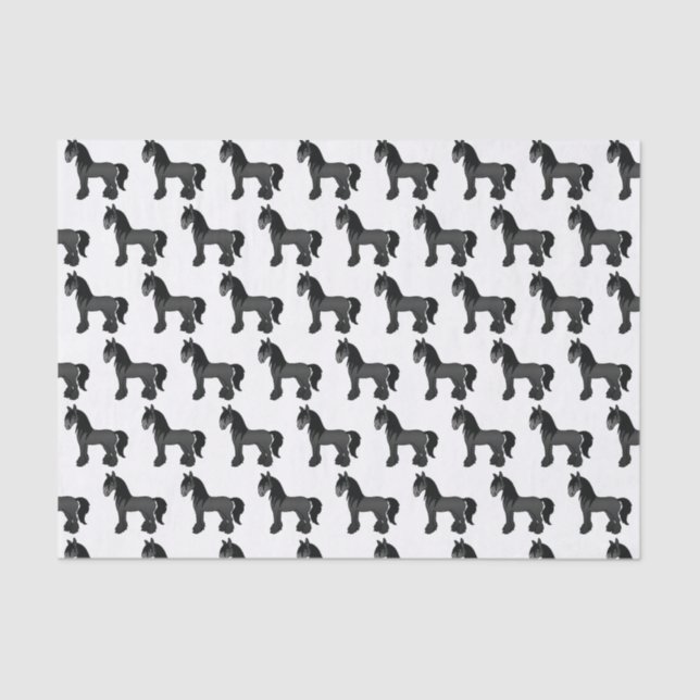 Black Gypsy Vanner Clydesdale Shire Horse Pattern Tissue Paper (Front)