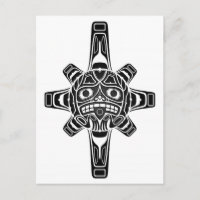 Black Haida Sun Mask on White
