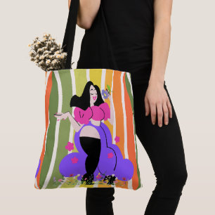 black hair 80s dall tote bag