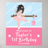 Black Hair Ballerina Pink Tutu Welcome Sign