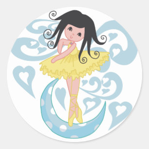 Black Hair Ballerina Tshirts and Gifts Classic Round Sticker
