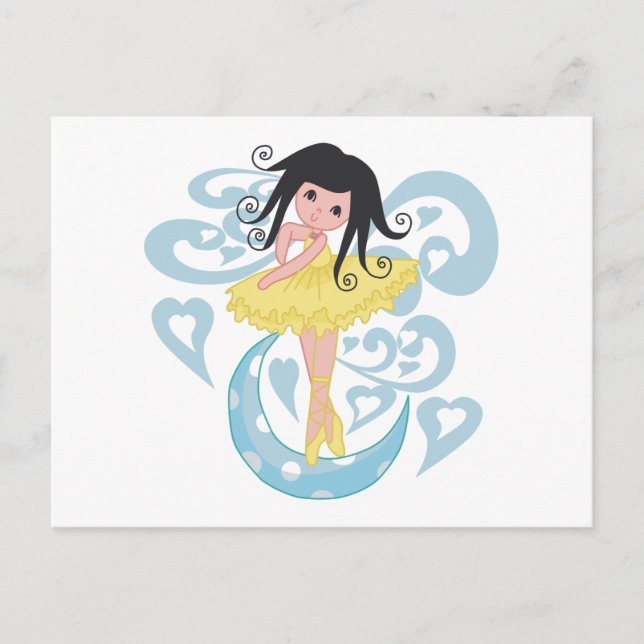 Black Hair Ballerina Tshirts and Gifts Postcard (Front)