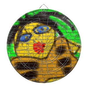 Black Hair Bee Woman Graffiti Wall Painting Green Dartboard