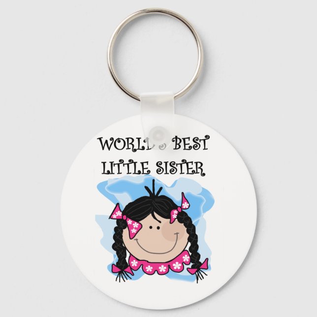 Black Hair Best Little Sister Tshirts and Gifts Key Ring (Front)