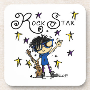 Black Hair Boy Rock Star Coaster