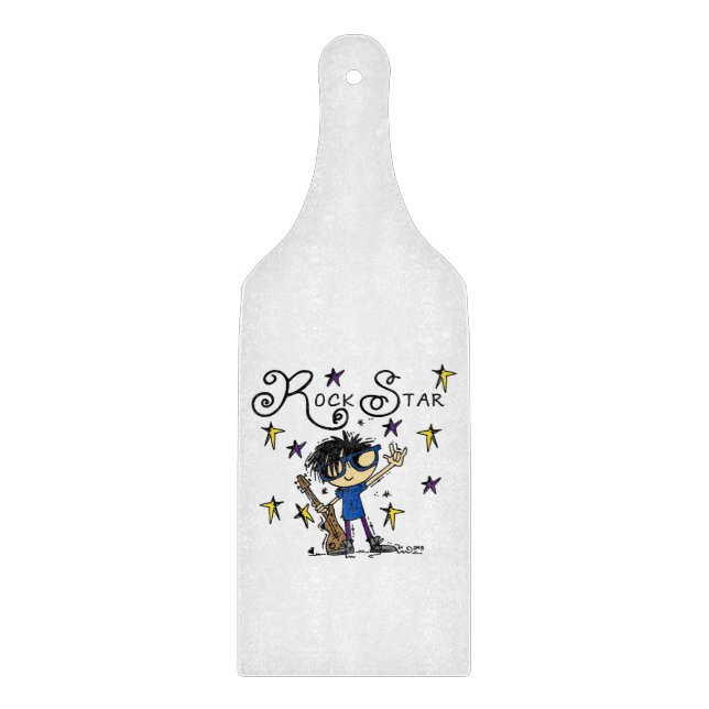 Black Hair Boy Rock Star Cutting Board (Front)