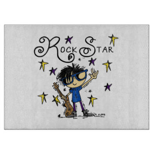 Black Hair Boy Rock Star Cutting Board