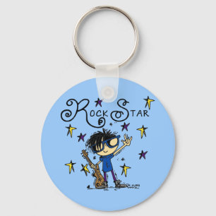 Black Hair Boy Rock Star Key Ring