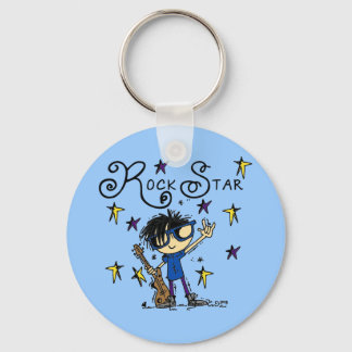 Black Hair Boy Rock Star Key Ring