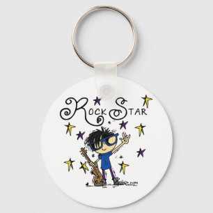 Black Hair Boy Rock Star Key Ring