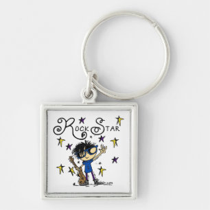 Black Hair Boy Rock Star Key Ring