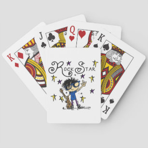 Black Hair Boy Rock Star Playing Cards