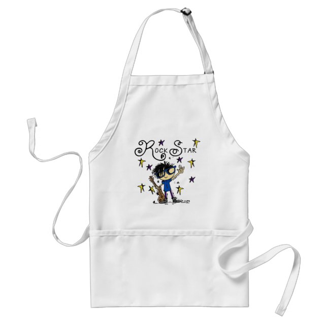 Black Hair Boy Rock Star Standard Apron (Front)