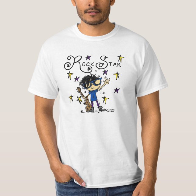 Black Hair Boy Rock Star T-Shirt (Front)