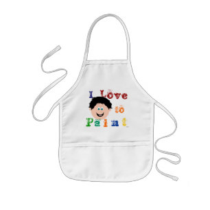 Black Hair Boys Smiling Face Painting Kids Apron