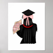 Black Hair Coquette Graduate Art Print