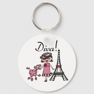 Black Hair Diva Key Ring