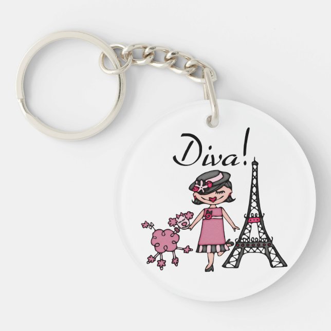 Black Hair Diva Key Ring (Front)