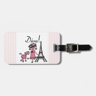 Black Hair Diva Luggage Tag