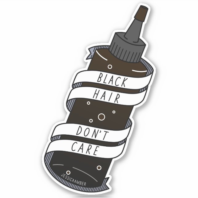 Black Hair Don't Care Cartoon Dye Bottle (Front)