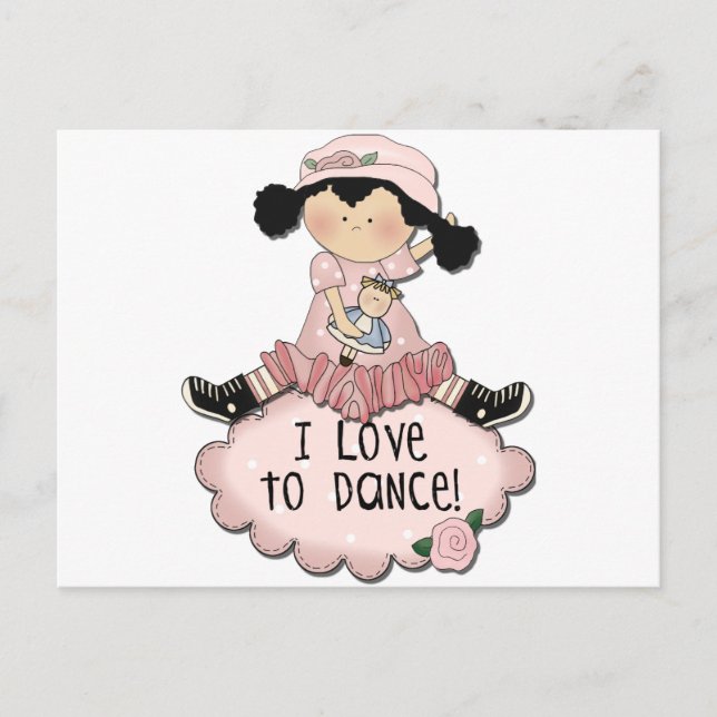 Black Hair Girl Dancer Tshirts and Gifts Postcard (Front)