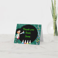 Black Hair Girl Mad Scientist Thank You Note Card