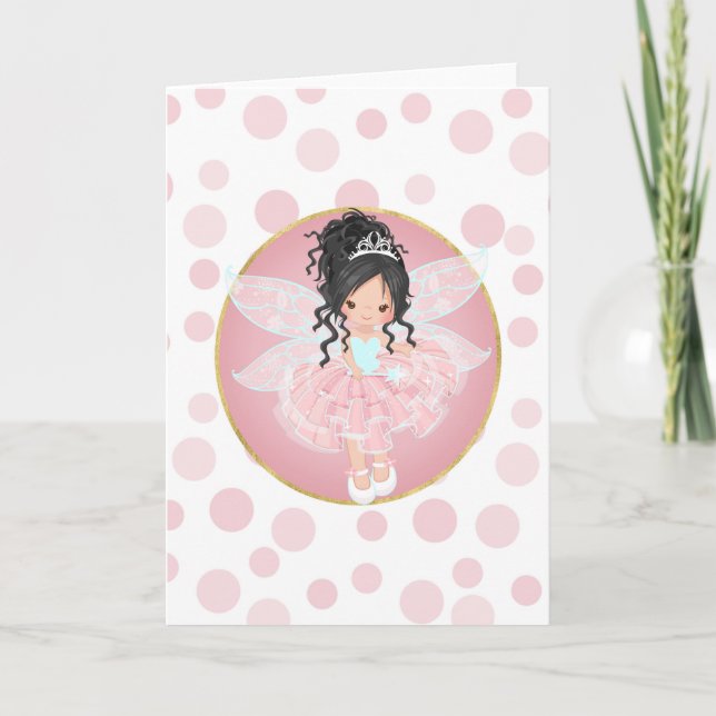 Black Hair Pink Fairy Card (Front)