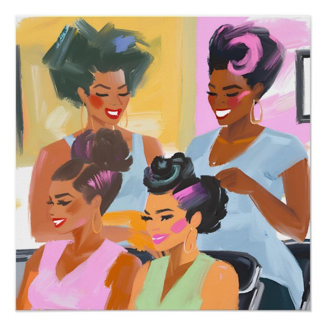 Black Hair Salon Art Poster (Front)