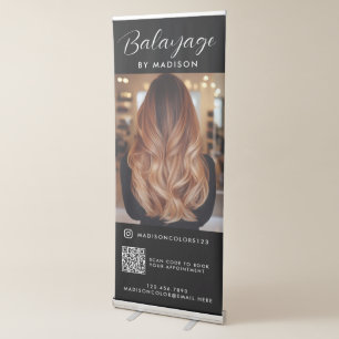 Black Hair Salon QR Code Photo Template Retractable Banner