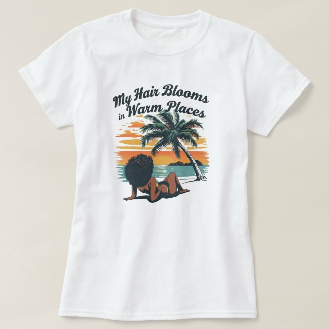 Black Hair Summer Beach Afro Custom Tee (Design Front)