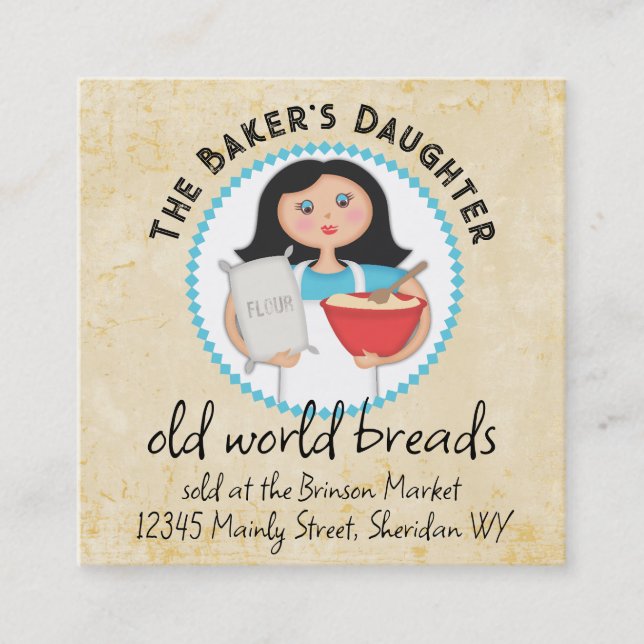 Black hair woman baking chef flour business cards (Front)