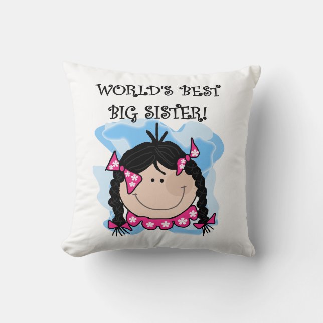 Black Hair World's Best Big Sister Gifts Cushion (Front)