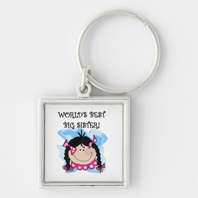 Black Hair World's Best Big Sister Gifts Key Ring (Front)