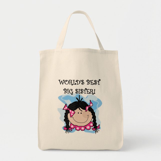 Black Hair World's Best Big Sister Tshirts Tote Bag (Front)