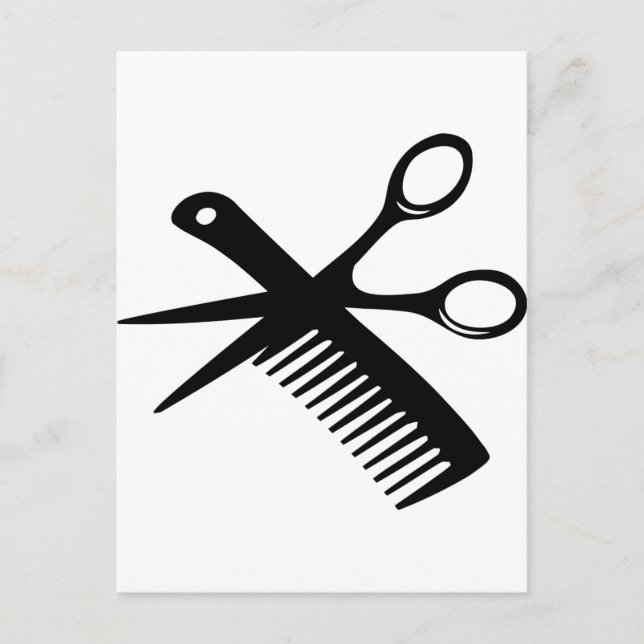 black hairdresser comb scissors postcard (Front)