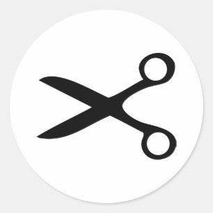 black hairdresser scissors classic round sticker