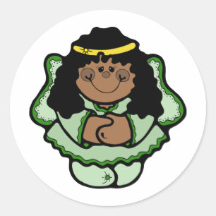 Black Haired Angel Classic Round Sticker