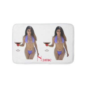 Black-haired Bikini Beauty Thunder_Cove Bath Mat