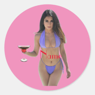 Black-haired Bikini Beauty Thunder_Cove  Classic Round Sticker