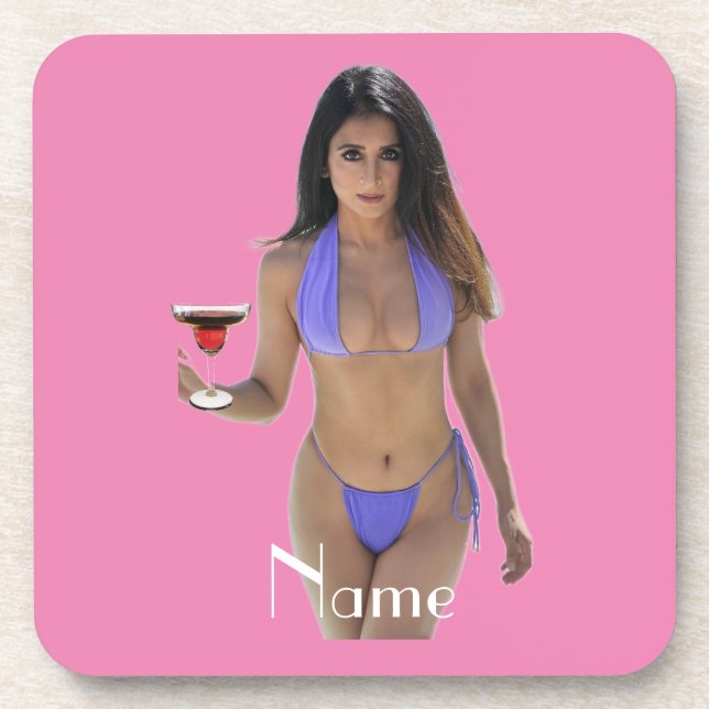 Black-haired Bikini Beauty Thunder_Cove Coaster (Front)