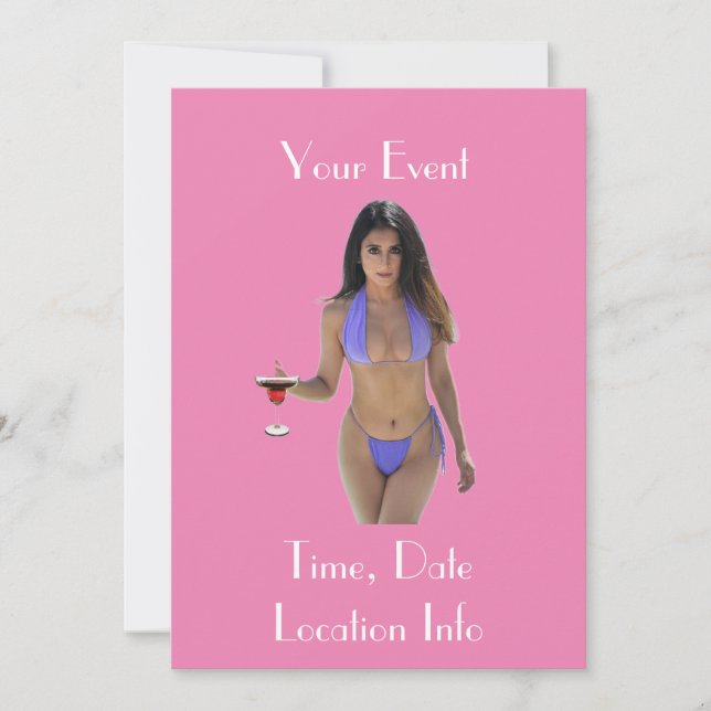 Black-haired Bikini Beauty Thunder_Cove  Invitation (Front)